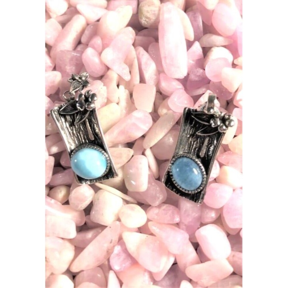 Larimar or Aquamarine Pendant - Your Choice